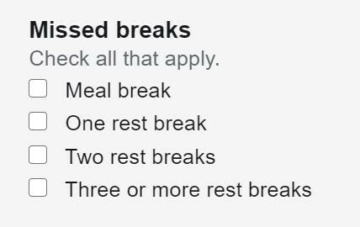 Missed breaks