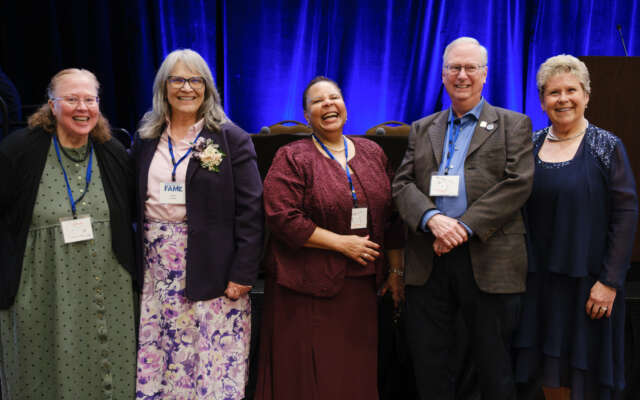 The five 2026 Hall of Fame inductees at the induction gala
