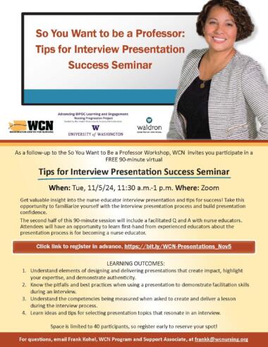 2024 11 5 Nursing Educator Presentation Seminar Flier