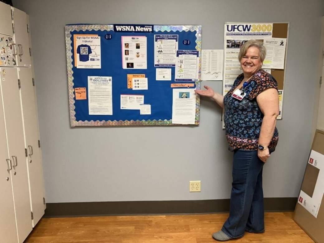 Michelle Stevenson with bulletin board