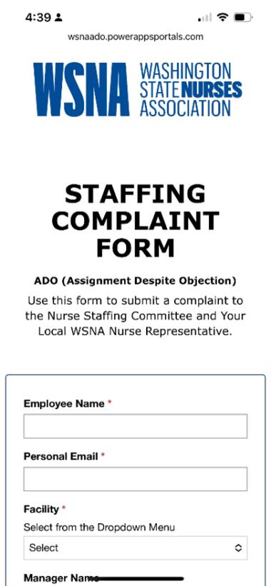 Staffing complaint form image