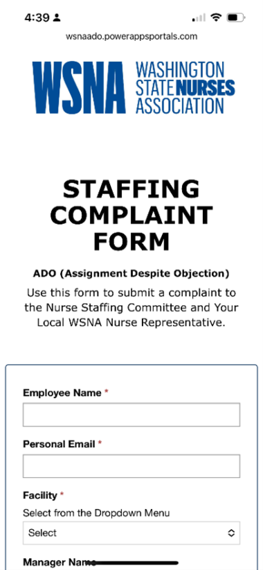 Staffing complaint form image