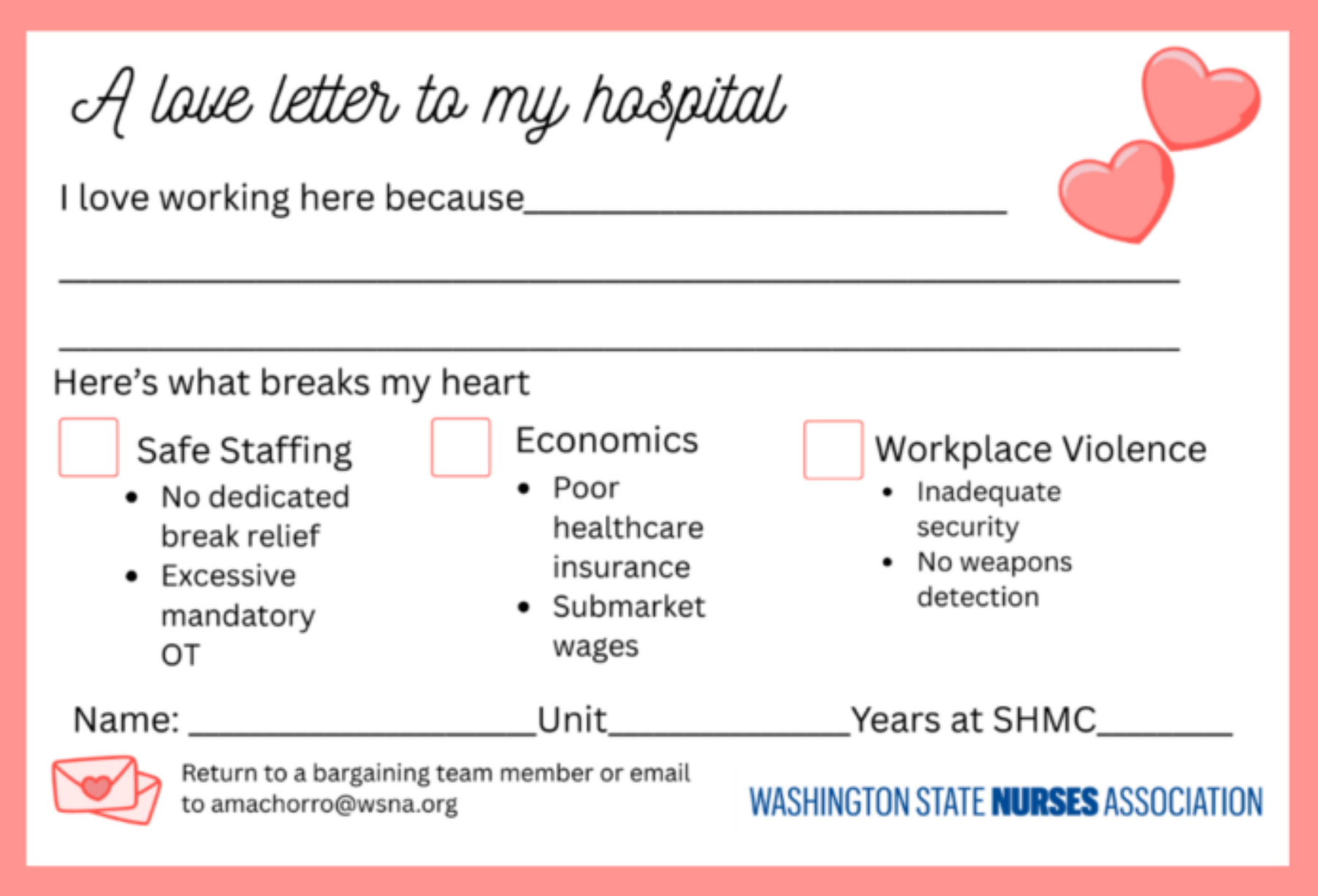 Letter to hospital border