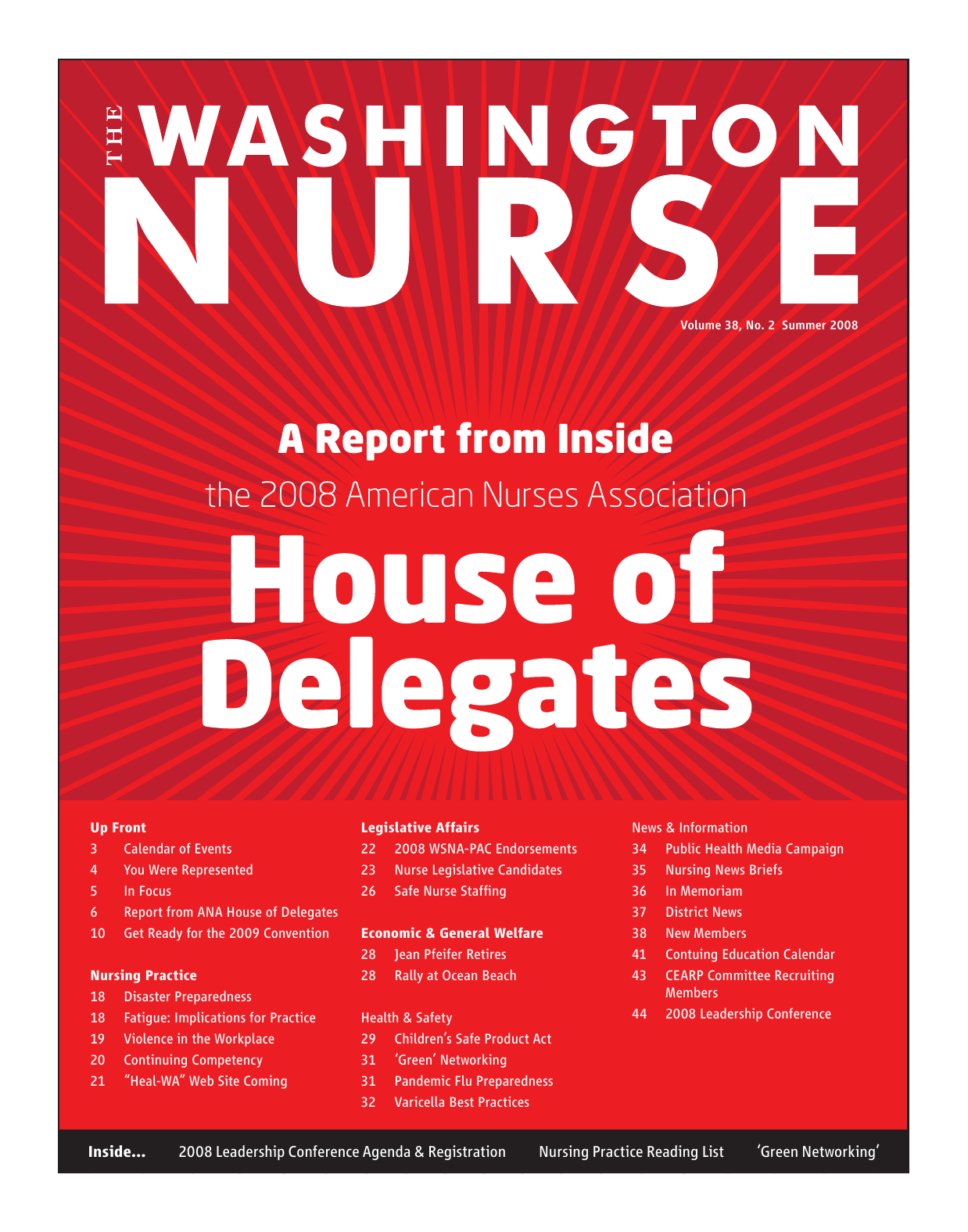 Cover of The Washington Nurse, Summer 2008