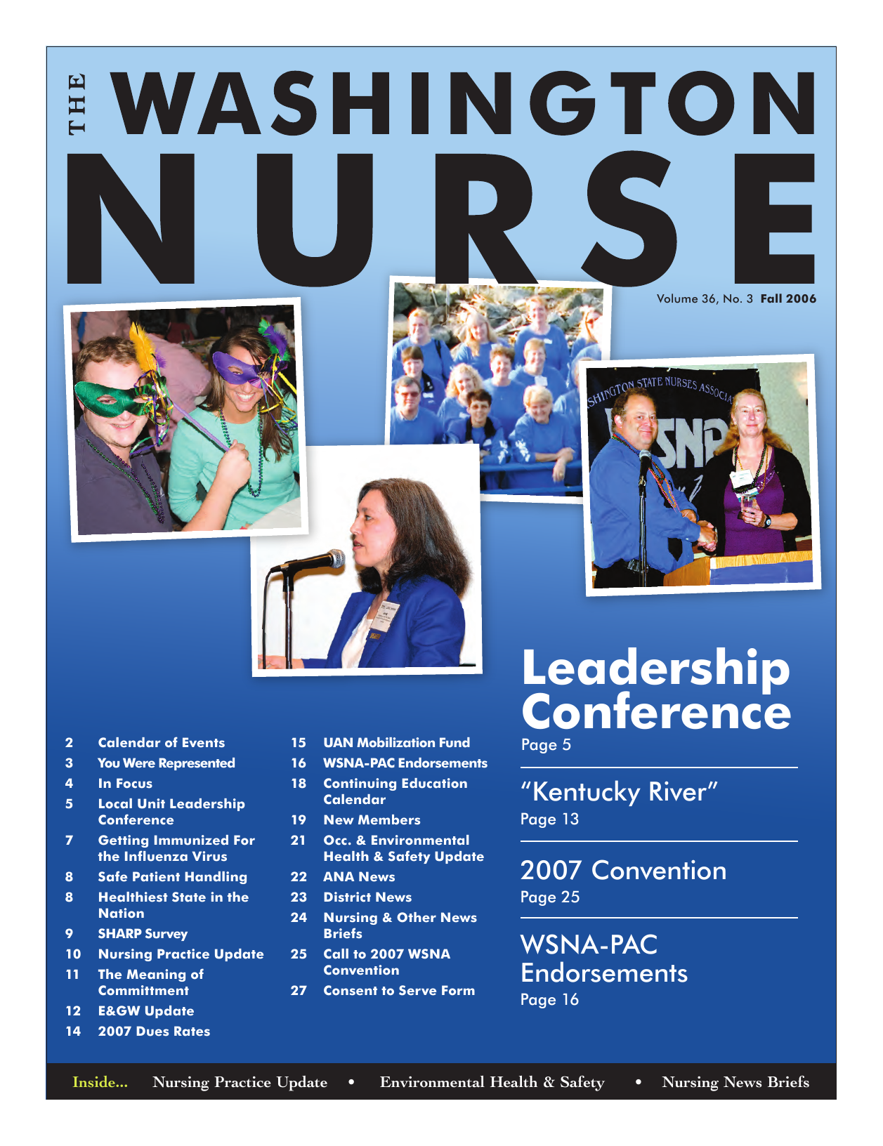 Cover of The Washington Nurse, Fall 2006