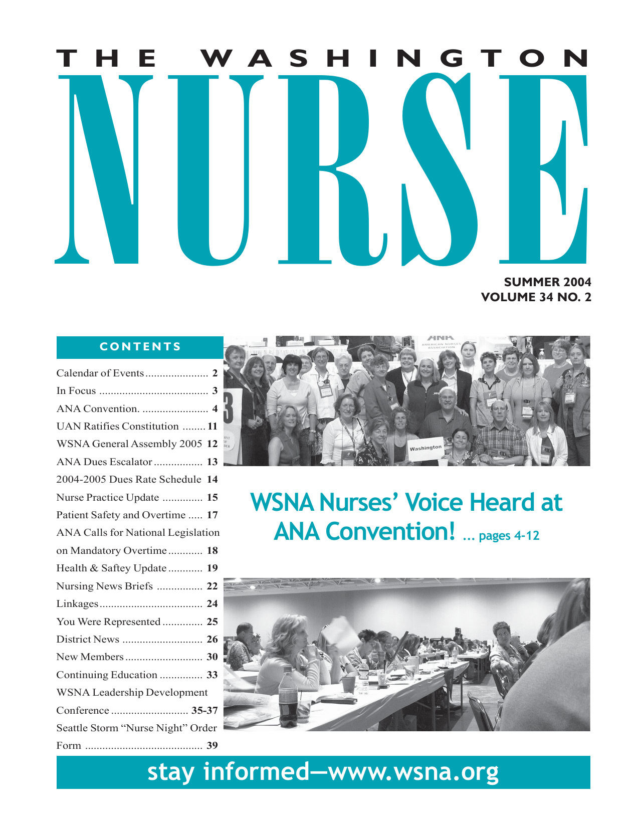Cover of The Washington Nurse, Summer 2004