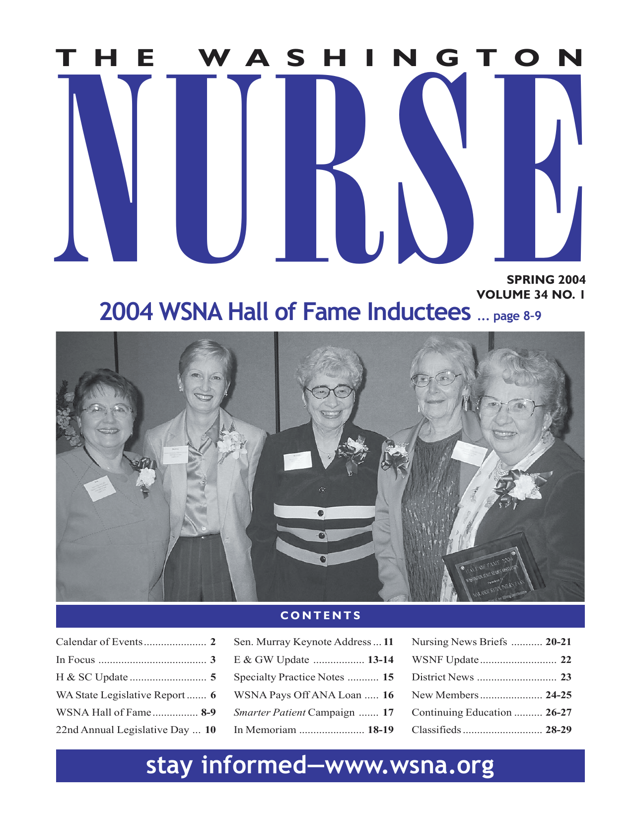 Cover of The Washington Nurse, Spring 2004