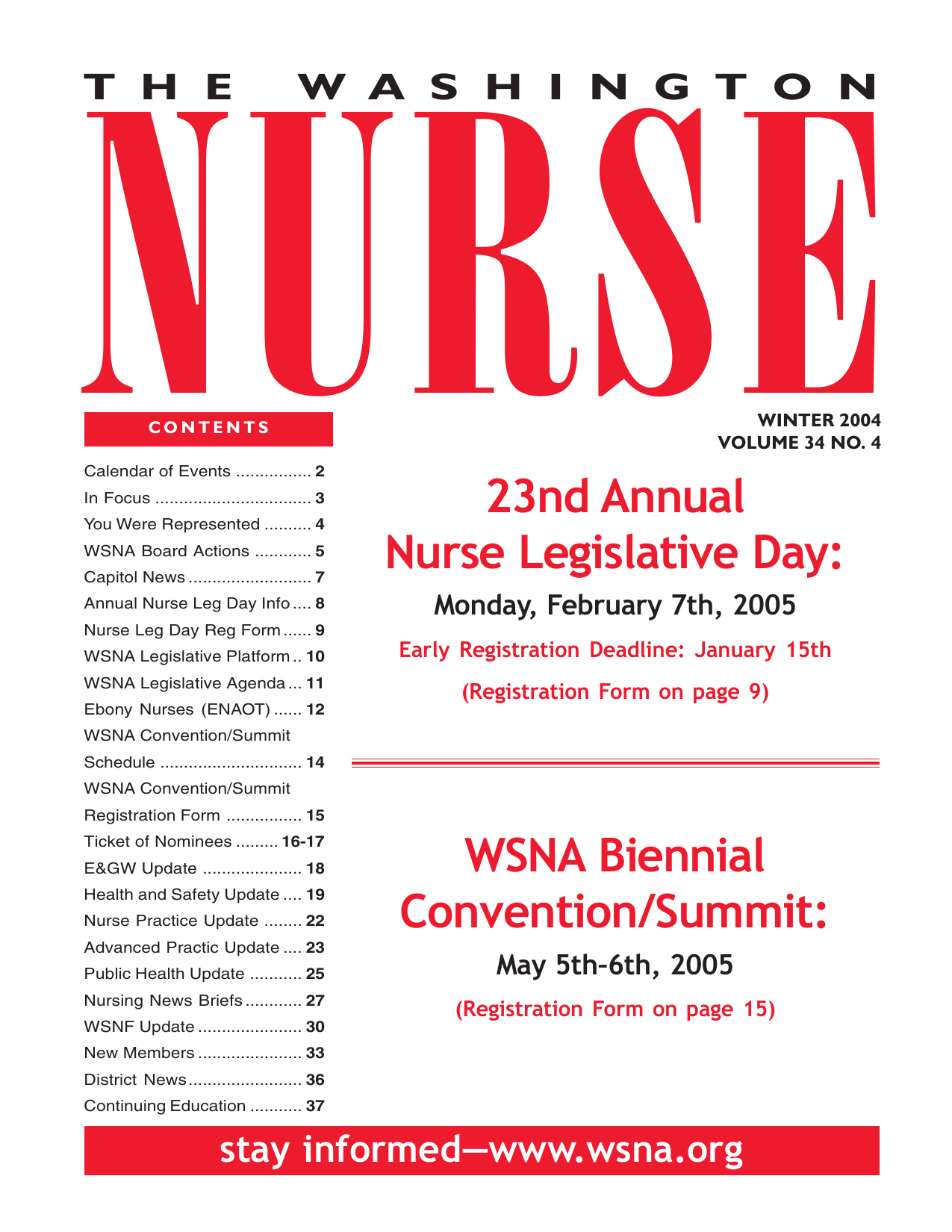 Cover of The Washington Nurse, Winter 2004