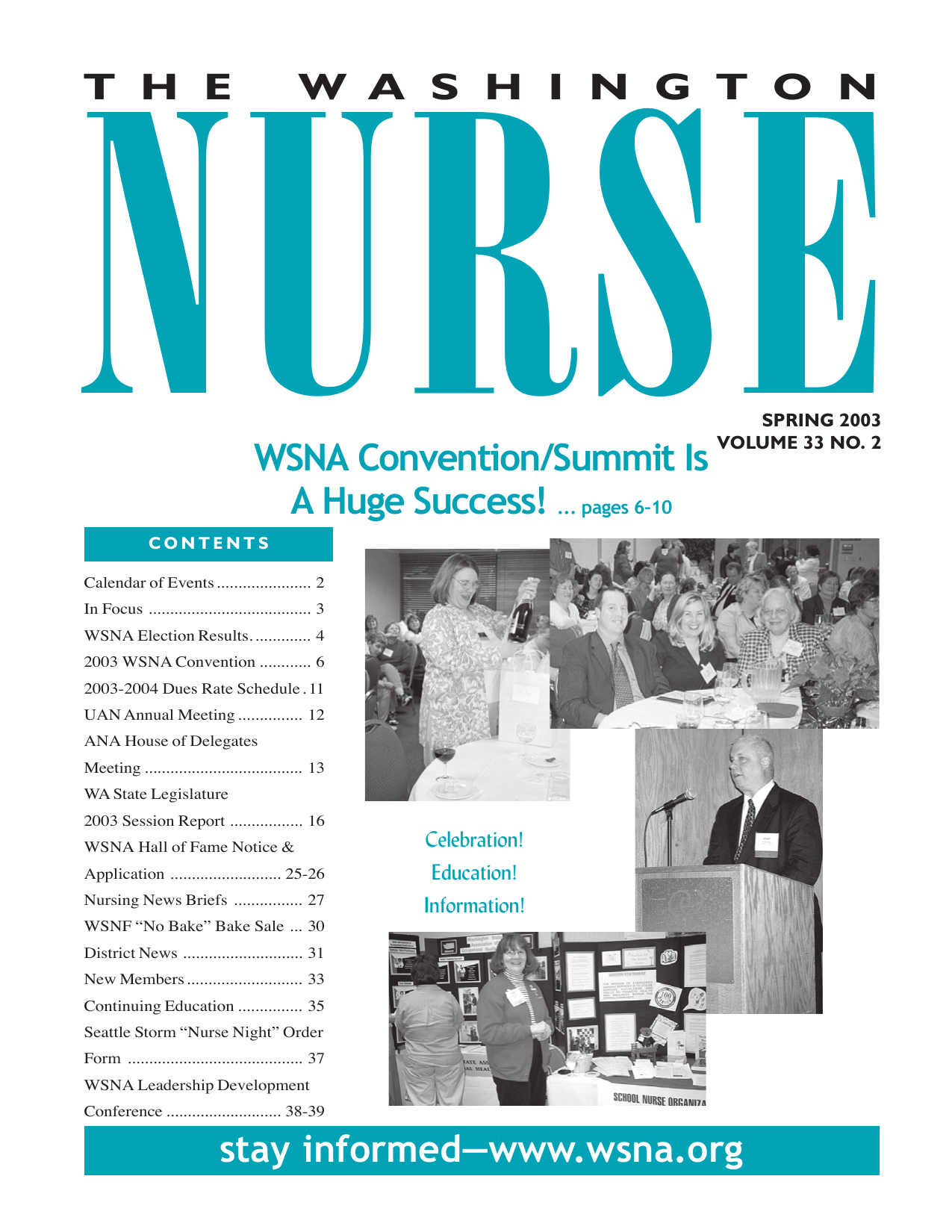 Cover of The Washington Nurse, Summer 2003