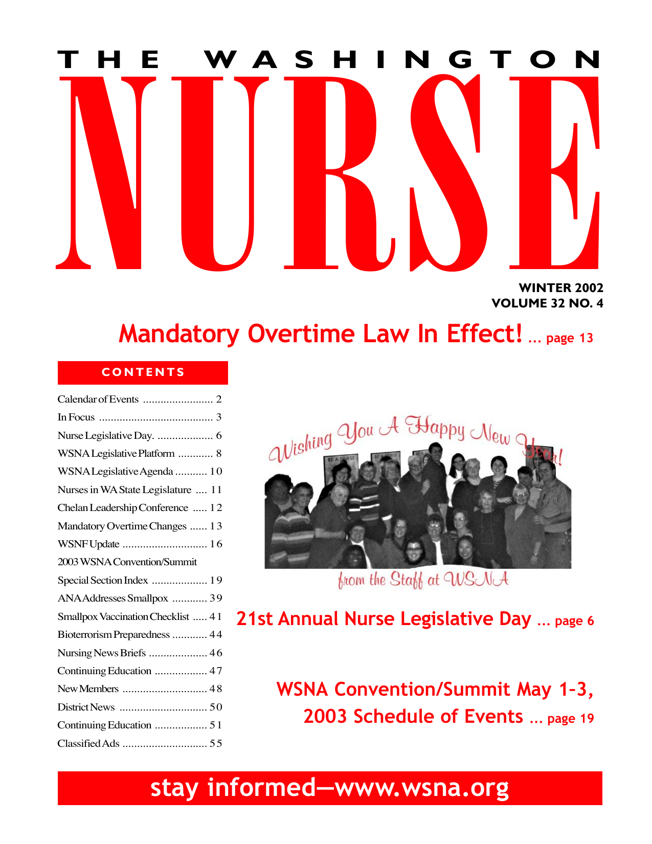 Cover of The Washington Nurse, Winter 2002