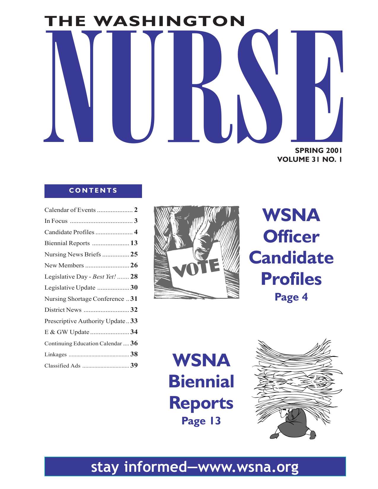 Cover of The Washington Nurse, Spring 2001