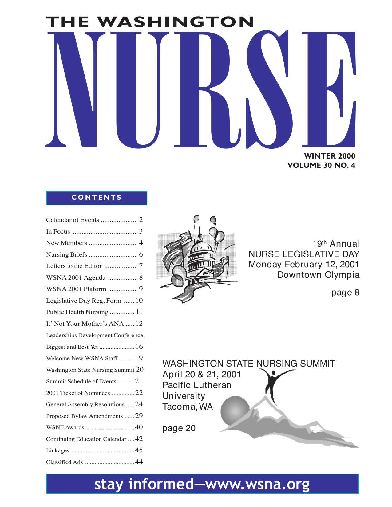 Cover of The Washington Nurse, Winter 2000